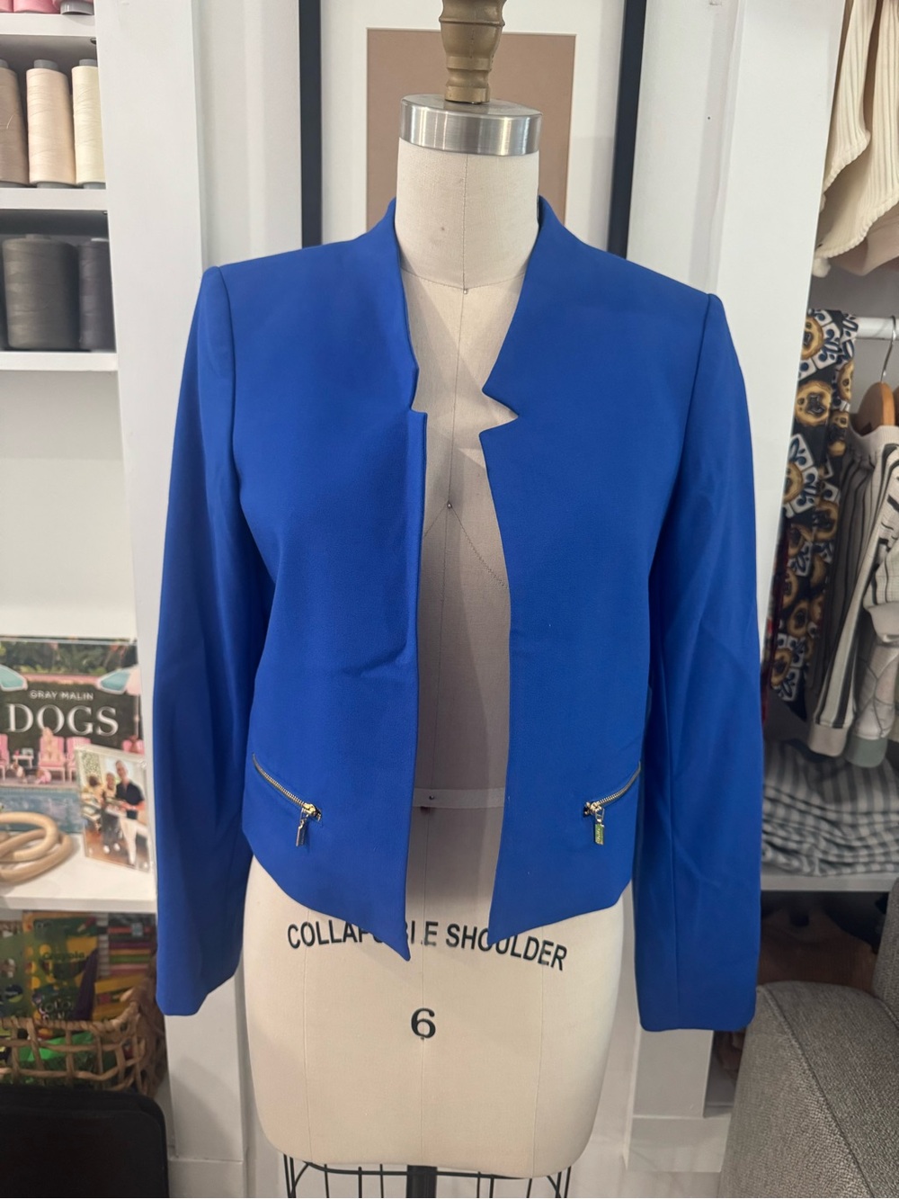 Women’s Royal Blue Open-Front Cropped blazer